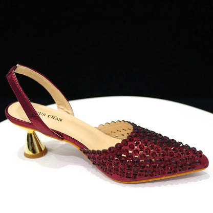 Venus Chan 2023 New INS High-Heeled Pointed Toe Wedding Shoes Colorful Full Diamond Design Shoe and Bag Set for Nigeria Party