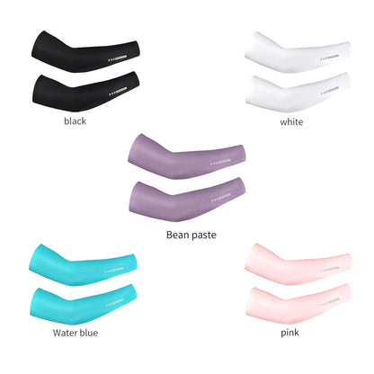 1Pair Ice Fabric Breathable UV Protection Running Cooling UPF 50 Arm Sleeves Fitness Basketball Elbow Pad Sport Cycling Outdoor