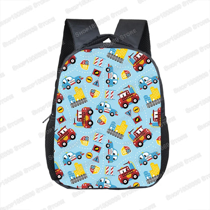 Truck/Ambulance/Car/Tractor Backpack Children's 12 Inch Kindergarten School Bag Cartoon Printing Excavator Backpack