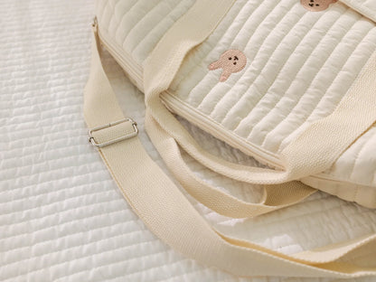 Embroidered Travel Bag Large Capacity Lightweight Foldable Duffle Weekender Tote Handheld Shoulder Crossbody Boston Carry-On Bag