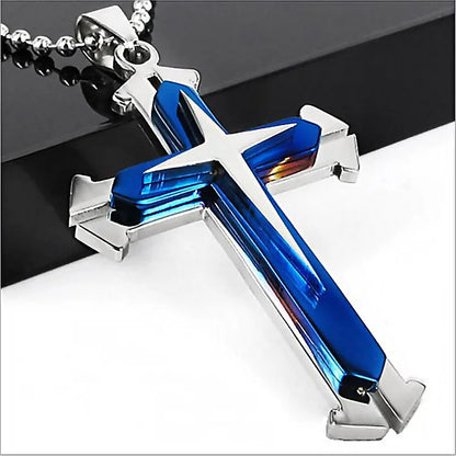 Minimalist Cross Chain for Men – Cool Black & Gold CZ Pendant, Punk Streetwear Gift