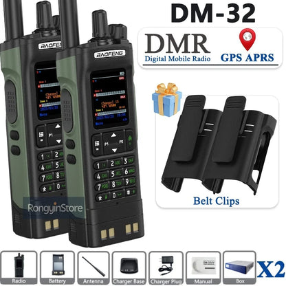 BAOFENG DM-32 with Belt Holster DMR Radio Digital Walkie Talkie GPS APRS 999 Channel Dual Mode Analog Dual Time Slot For Hiking