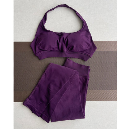 2 Pieces Yoga Gym Set Women Seamless Strappy Yoga Bra High Waist Workout Scrunch Shorts Sports Set Fitness Clothes Sportswear