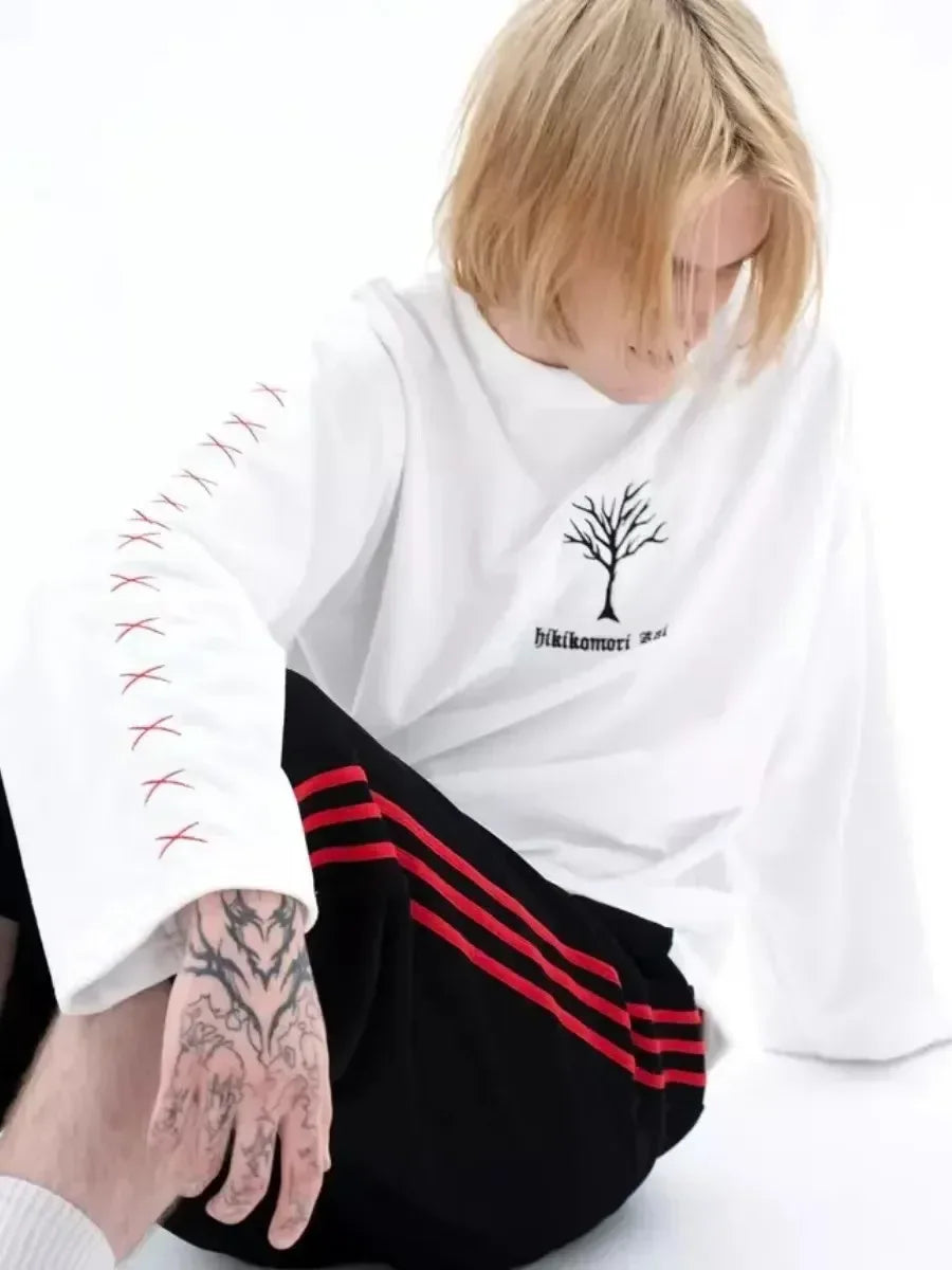Spring Autumn Pure Cotton Long Sleeve T-Shirt Street Style Casual Loose Fashionable Cool Top for Women Crew Neck Tee