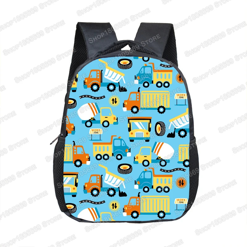 Truck/Ambulance/Car/Tractor Backpack Children's 12 Inch Kindergarten School Bag Cartoon Printing Excavator Backpack