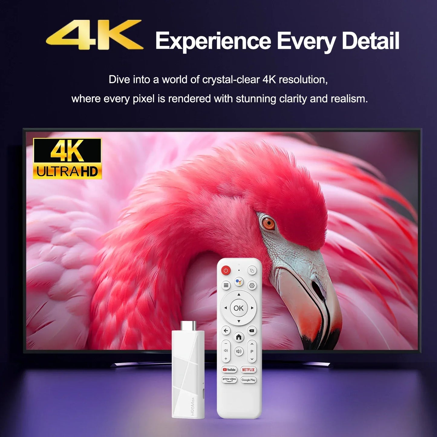 Android 14 ATV Smart TV Stick Support 4K Video 4K@60fps BT5.0 WiFi6 Rockchip RK3518 Quad Core Google Voice Remote Smart TV Box