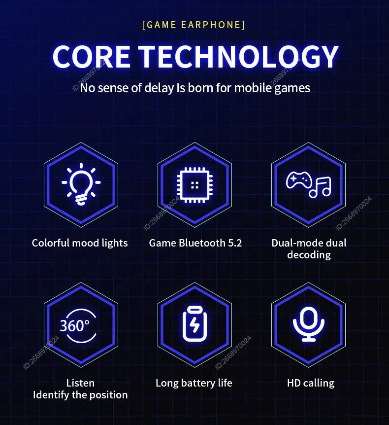Bluetooth Game Earphones True Wireless TWS In-Ear Headphones With Mic Waterproof Sports Hifi Headsets Balanced Armature for Game