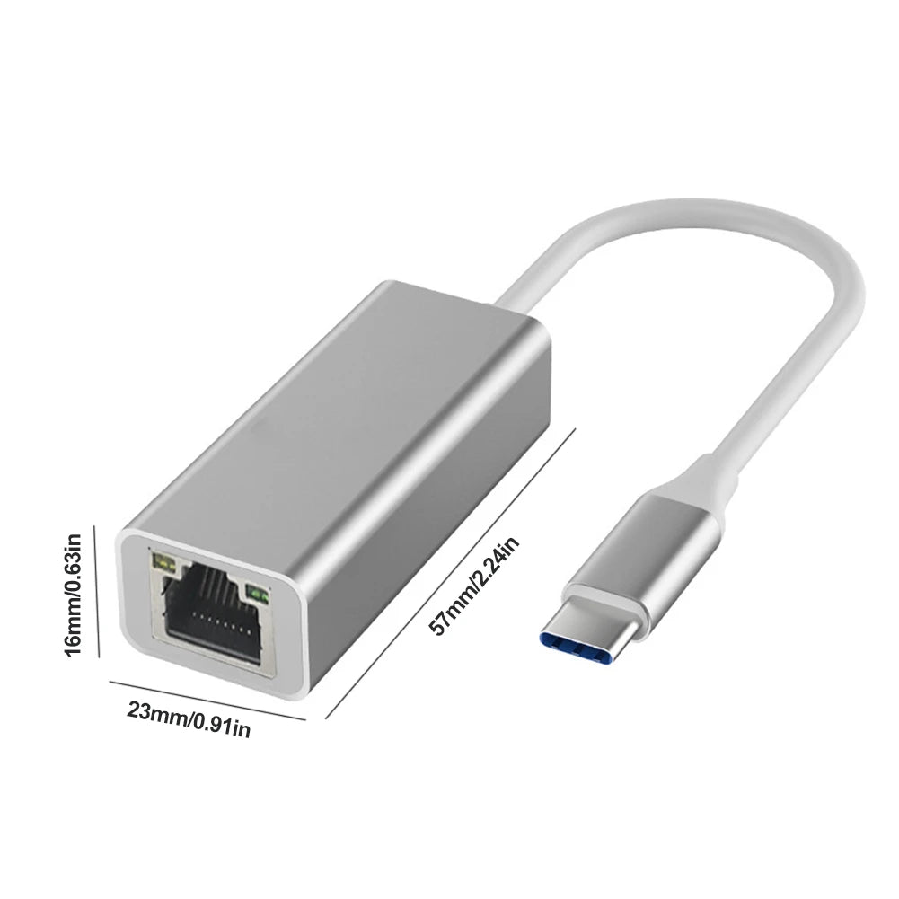 Type-C To RJ45 Gigabit Ethernet Type-C To Ethernet Adapter 10/100/1000Mbps USB Network Card Aluminum Alloy for Computer Desktop