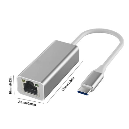 Type-C To RJ45 Gigabit Ethernet Type-C To Ethernet Adapter 10/100/1000Mbps USB Network Card Aluminum Alloy for Computer Desktop