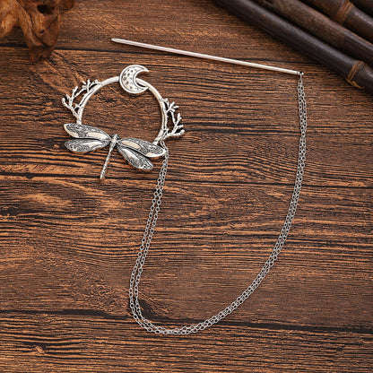 Viking Retro Dragonfly Moon Hairpin Branch Hairpin Women's Fashion Trend Versatile Hair Accessories Scandinavian Norwegian Style Accessories Party Accessories Valentine's Day Mother's Day Holiday Gift