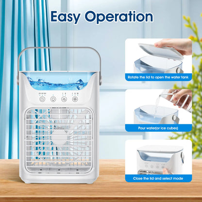 Portable Water Cooling Fan Small Air Humidifier Air Conditioner Water Mist Cooling 3 Speed Fan With Night Light For Home Office
