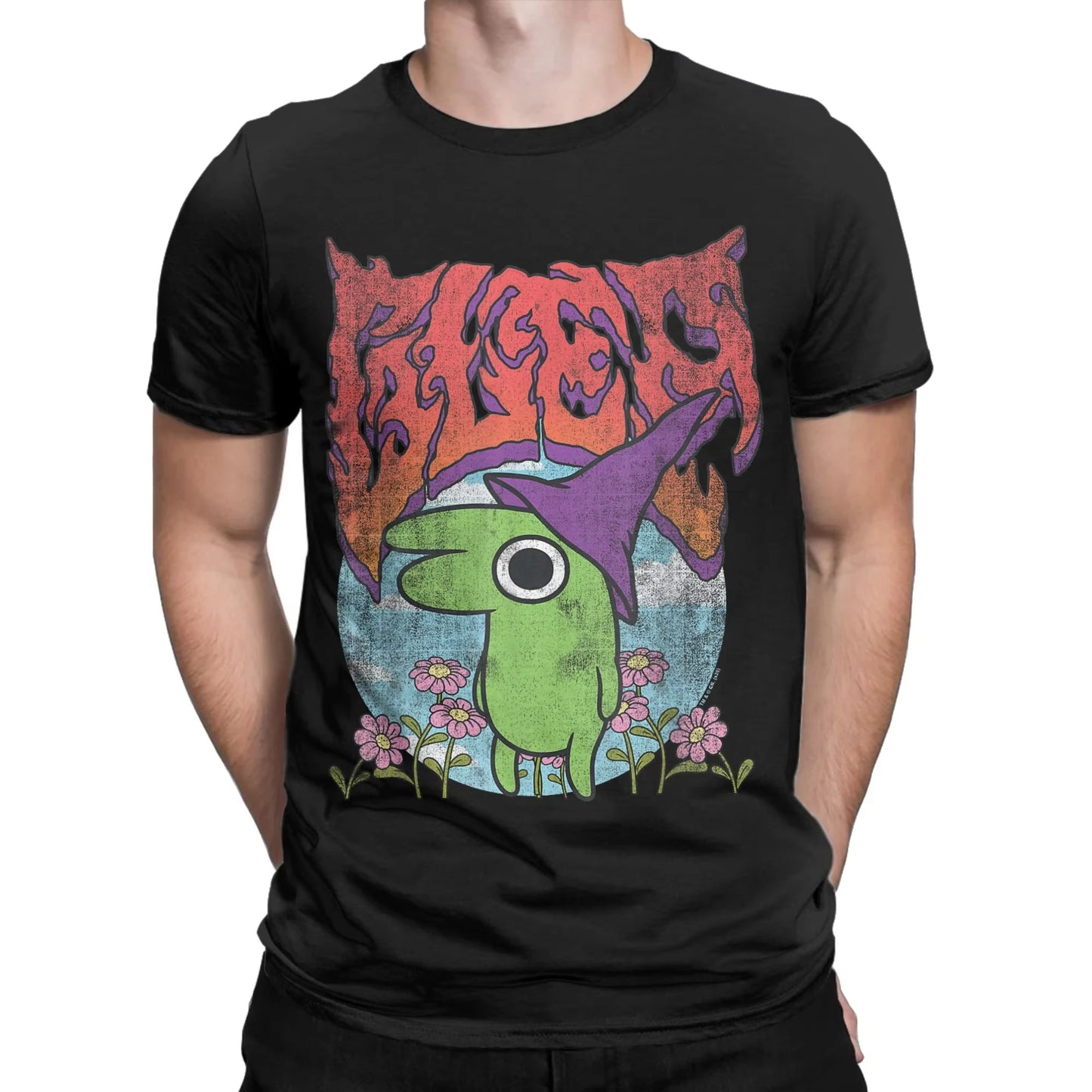 Smiling Friends Glep Flowers T Shirt Men Cool T-Shirt Round Neck Tee Shirt Short Sleeve Tops Summer Pure Cotton Breathable Tees