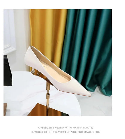 BIGTREE Shoes Women 4.5 Cm Heels Pointed Toe Woman Pumps Fashion Kitten Heels Large Size 34-43 Sexy Mid Heeled Female Shoes 2026