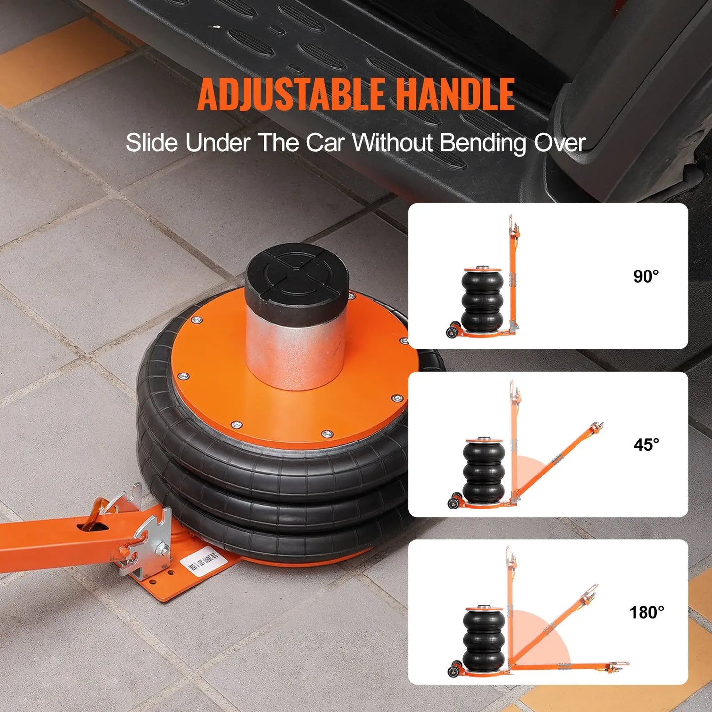 Air Jack 5 T/ 3T /11000 lbs Pneumatic Jack with Heightened Column for Sedan Adjustable Handle Pneumatic Air Jack