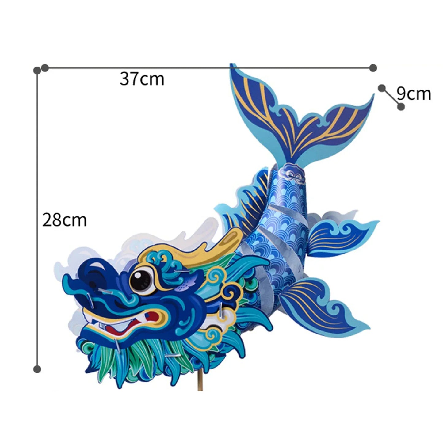 1 Set Goldfish Paper Lantern with Pole DIY Handmade Lantern Chinese New Year Mid-Autumn Festival Fish Night Light Material Bag