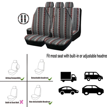 AUTO PLUS Car Seat Covers Set Baja Saddle Blanket Weave Universal Fit Most Car Seat Protection Steering Wheel Cover Protector by PDG ibma