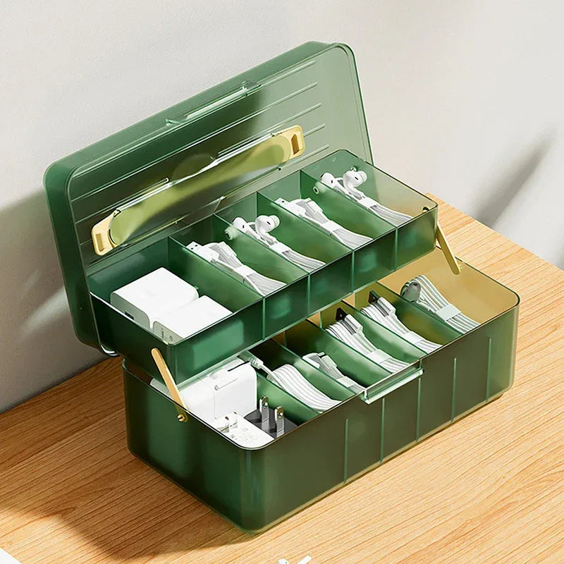 1pc Data Cable Storage Box Power Charging Cable Mobile Phone Charger Plug Organizer Desktop Cable Management Bobbin Winder