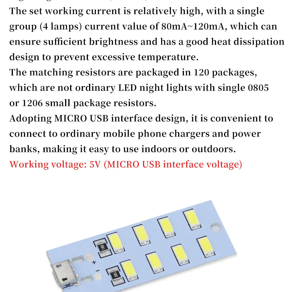 1PCS high quality 5730 smd 5V 430mA~470mA White Mirco Usb 5730 LED lighting panel USB mobile light Emergency light night light