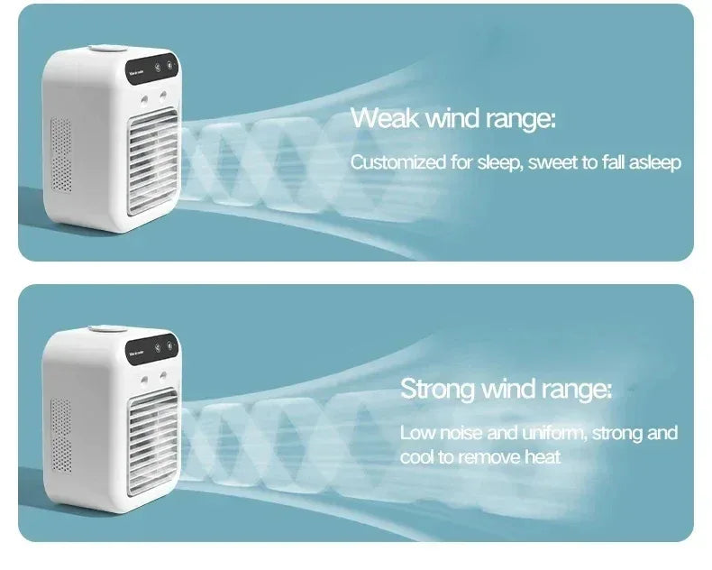 Mini Air Cooler Fan Portable Desktop Cooling Fan with Spray Humidification 2 Wind Speeds Rechargeable for Home Office Cooling
