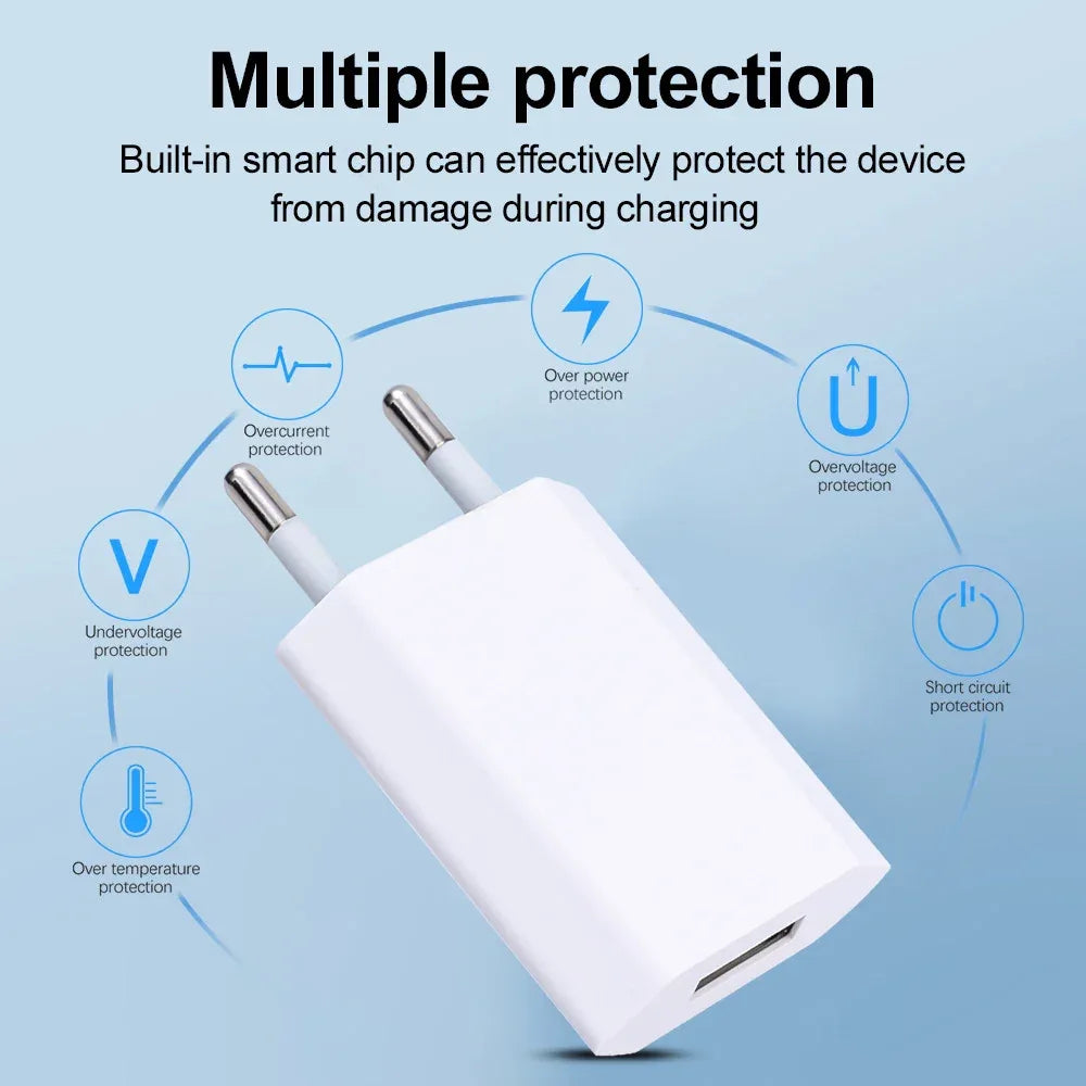 5V/1A Mini EU Plug Charger USB Mobile Phones Charger USB-C Quick Charger Wall Power Adapter Chargers For iPhone Samsung Xiaomi
