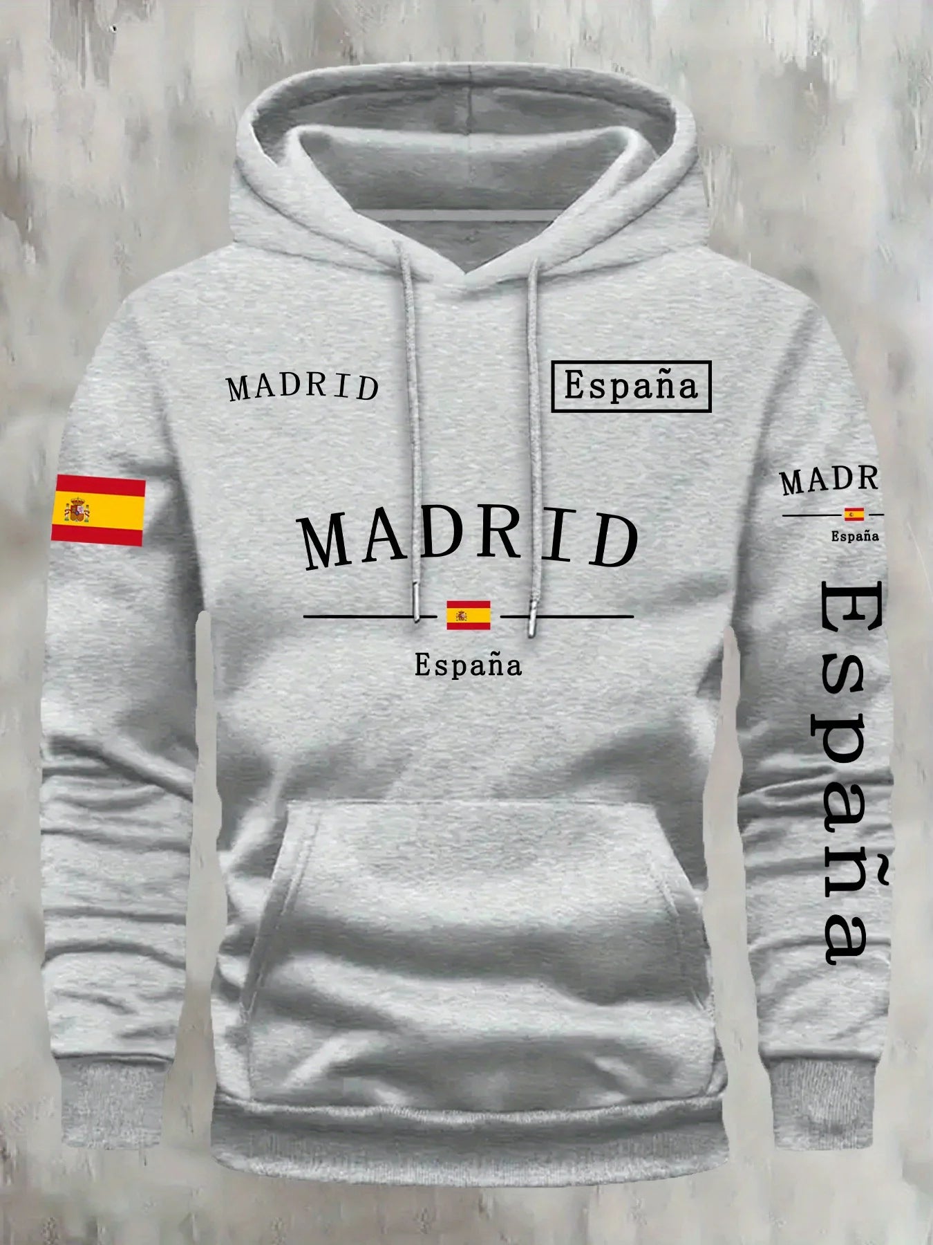 Spanish flag madrid printed Autumn and Winter Warm Cotton Men's Fleece Oversized Hoodie Outdoor Commuter Men's High Elastic top