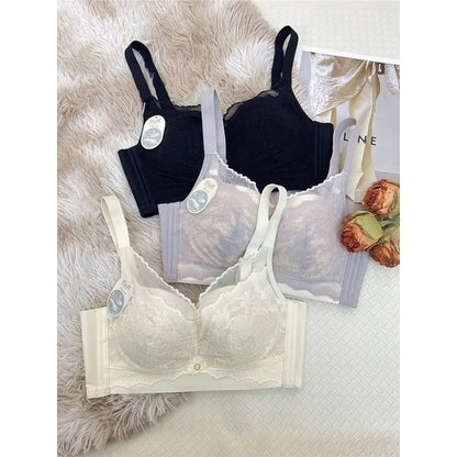 Victoria Style Lace Bra Large Chest Minimizer Ultra Thin Cup Wireless Comfort Push Up Sexy Lingerie Seamless No Underwire MOYISU