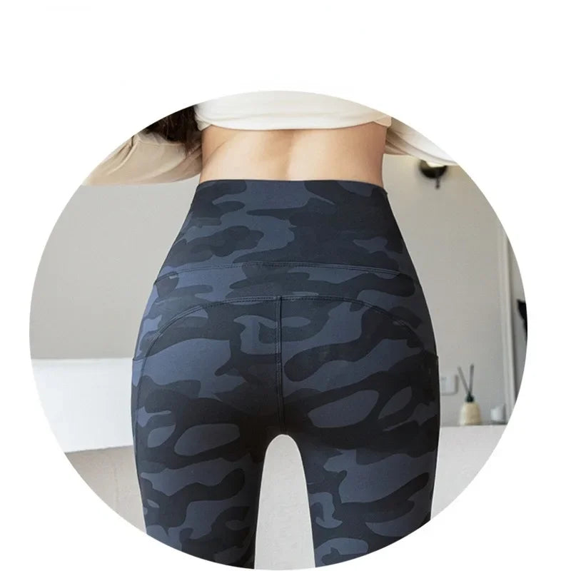 Women Camo Shark Pants High Waist Pocket Leggings Big Size Stretchy Casual Pants Fashion Skinny Yoga Fitness Pants