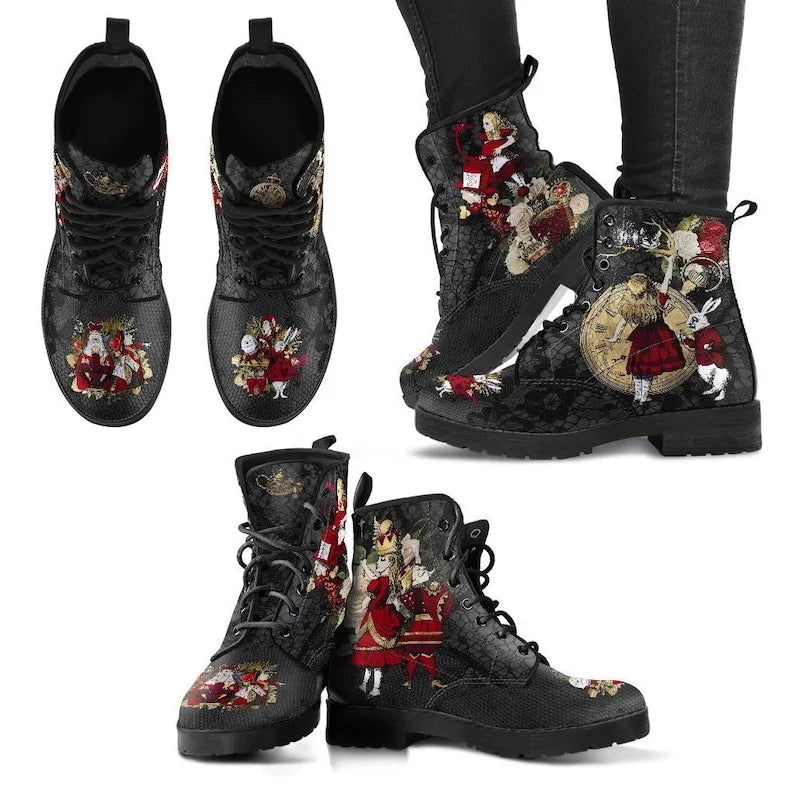 2022 Skull Flower Print High-Top Sneakers Women Boot Autumn Winter Fashion Woman Ankle Boots Adult Botas Mujer Plus Size 43