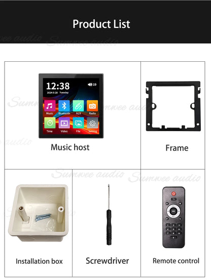 MINI touch screen TF Audio in wall amplifier home theater bluetooth control panel Background music player stereo ceiling speaker