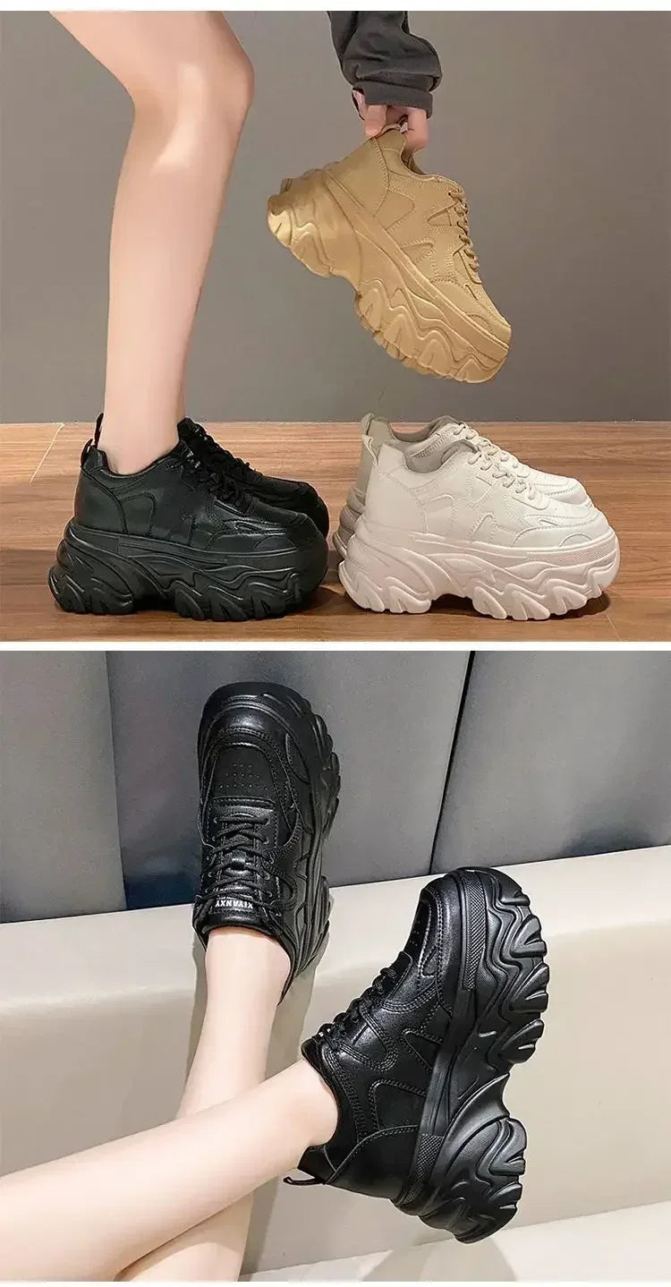 Trendy 2025 New Spring Summer Women's Shoes High Heel Increased Thick Bottom Flats White Casual Shoes Loafers
