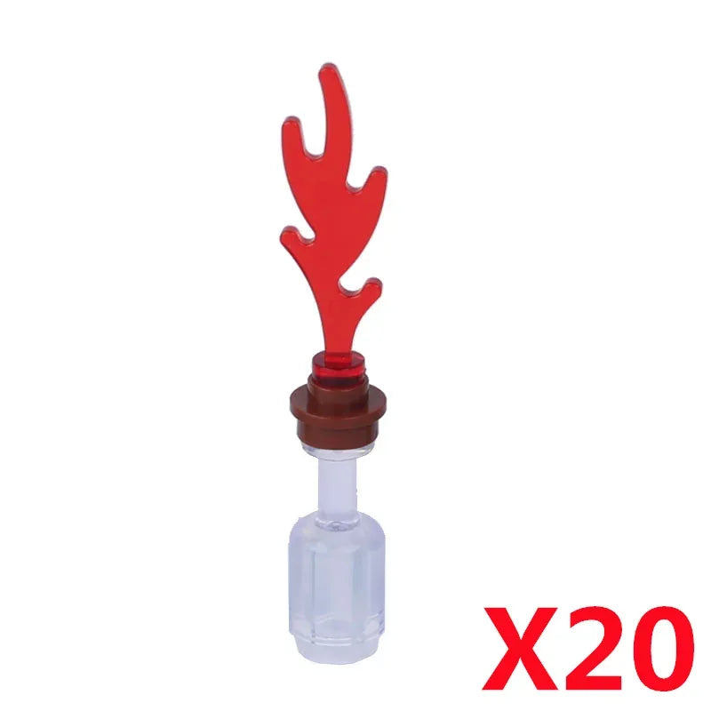 MOC Medieval Campfire Building Block Flame Wave Candle Transparent Wine Bottle Educational Toy Compatible Accessories Brick K054