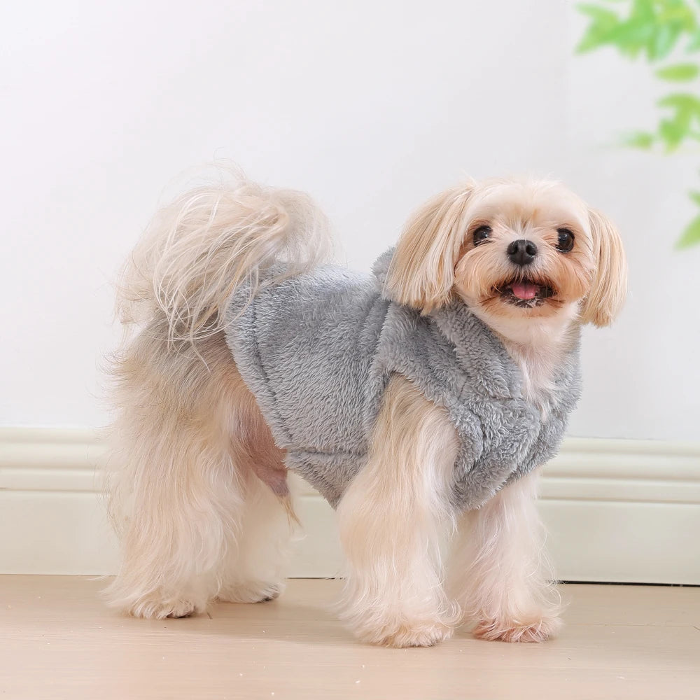 Soft Fleece Pet Dog Clothes Cute Hoodie Coat For Small Medium Dogs Cats Autumn Winter Puppy Hooded Jacket Sweater Pug Apparel