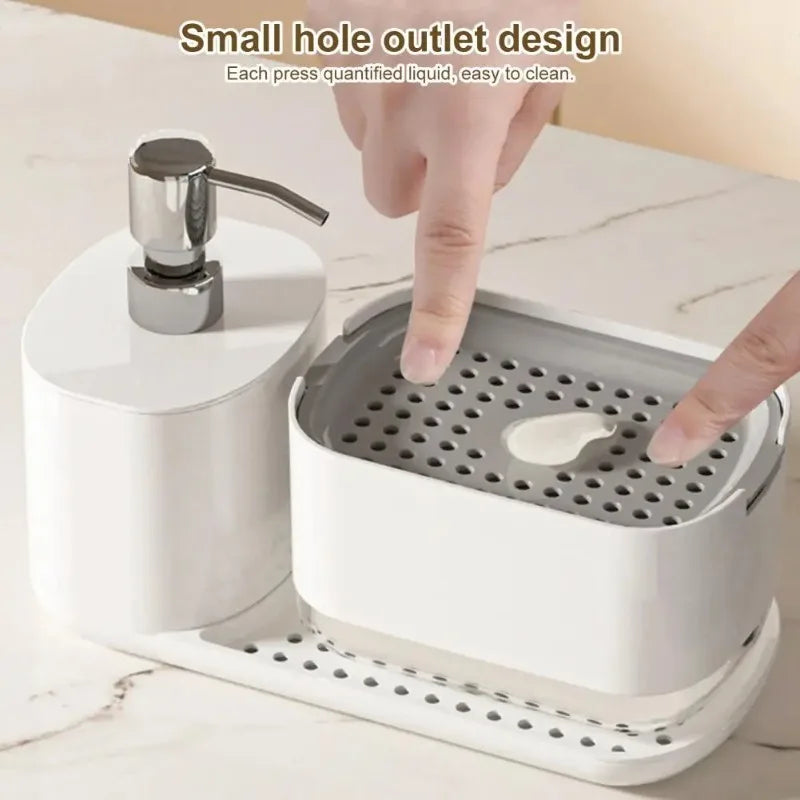 Hand Dish Soap Dispenser Sponge Towel Holder Sink Drain Tray Liquid Soap Pump Container Bathroom Accessory Kitchen Organizer