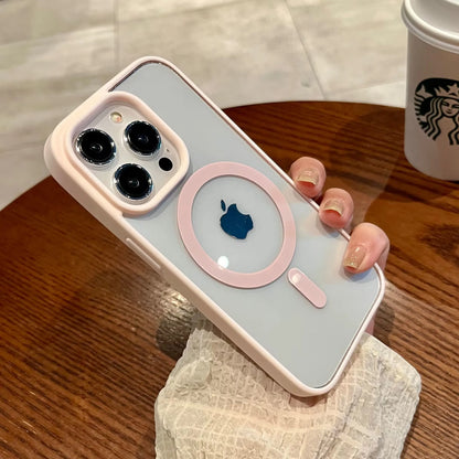 Luxury Magsafe Wireless Charge Phone Case for iPhone 16 15 14 Plus 13 12 11 Pro Max Mini Magnetic Soft Bumper Transparent Cover