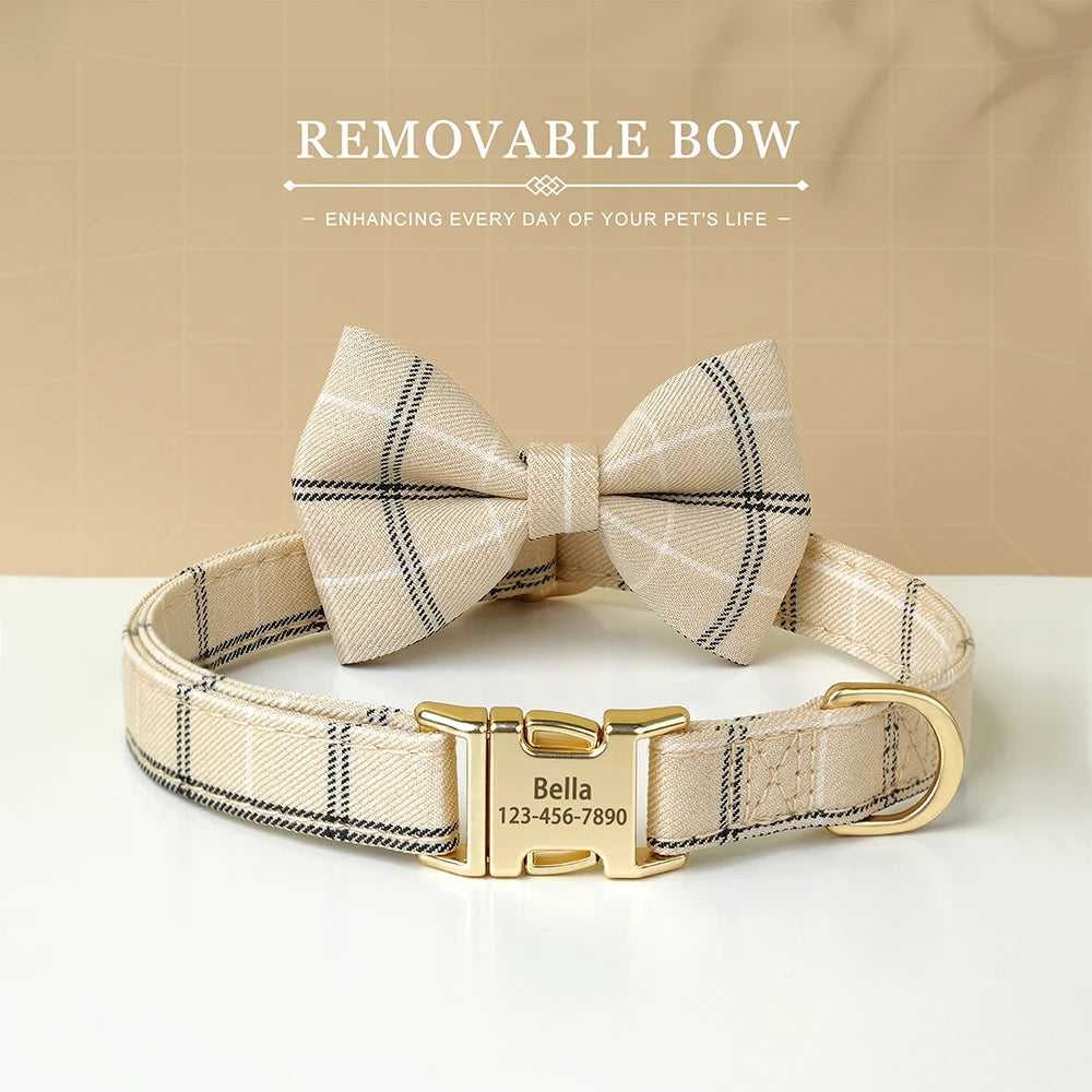 Personalized Dog Collar Cute Bowtie Puppy Cat Free Engraving Pet Buckle Collar For Small Medium Dogs Cats Chihuahua Yorkshire
