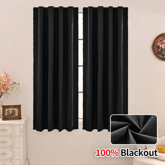 1pc Modern Solid Colour 100% Blackout Curtain, Velcro Curtains for Living Room, Bedroom, Kitchen, Home Decor, Window Curtains by PDG ibma