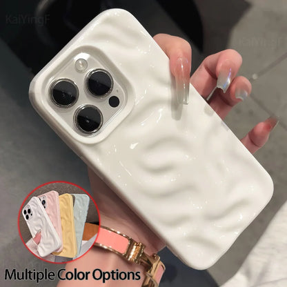 Luxury Soft Silicone For iPhone 11 12 13 14 15 16 17 Pro Max Plus Wave Fold Pattern Candy Bumper Back Cases Protective Cover