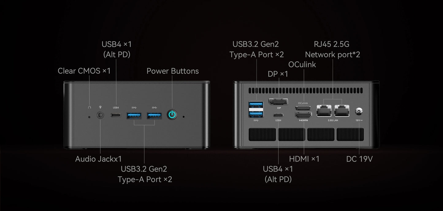 MINISFORUM OCuLink Gaming Mini PC UM890 UM880 Pro AMD Ryzen 9 8945HS R7 8845HS 2*USB4 2*DDR5 2*PCIE4 Windows 11 Computer WiFi6E