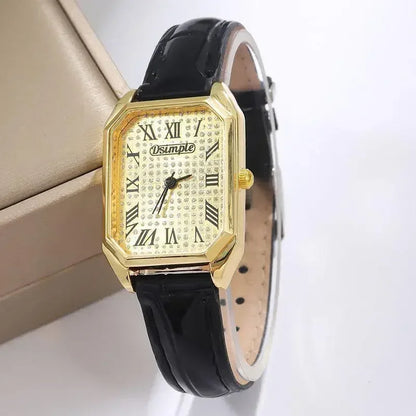 2pcs/set Square Couple's Watch, PU Leather Strap, Quartz Movement | Gifts for Men or Women | Valentine's Day Gifts