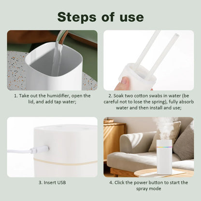 Portable USB Cool Mist Nano Sprayer 600ml Aroma Oil Diffuser for Home Car Electric Air Humidifier Mist Maker Light Aromatherapy