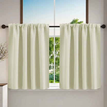 Pure Color Short Tier Curtains for Small Window Treatment Durable Short Blackout Curtain Washable Half Window Curtains