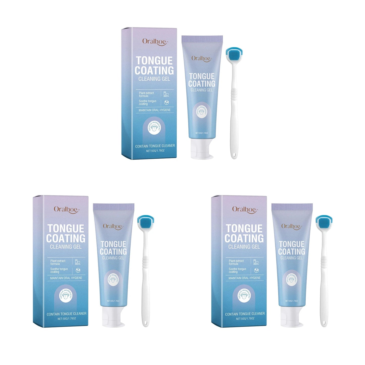Tongue Cleaning Gel Set Bad Breath Inhibit Oral Bacteria Long Lasting Freshness Home Mouth Odor Eliminator Paste Toothbrush Kit
