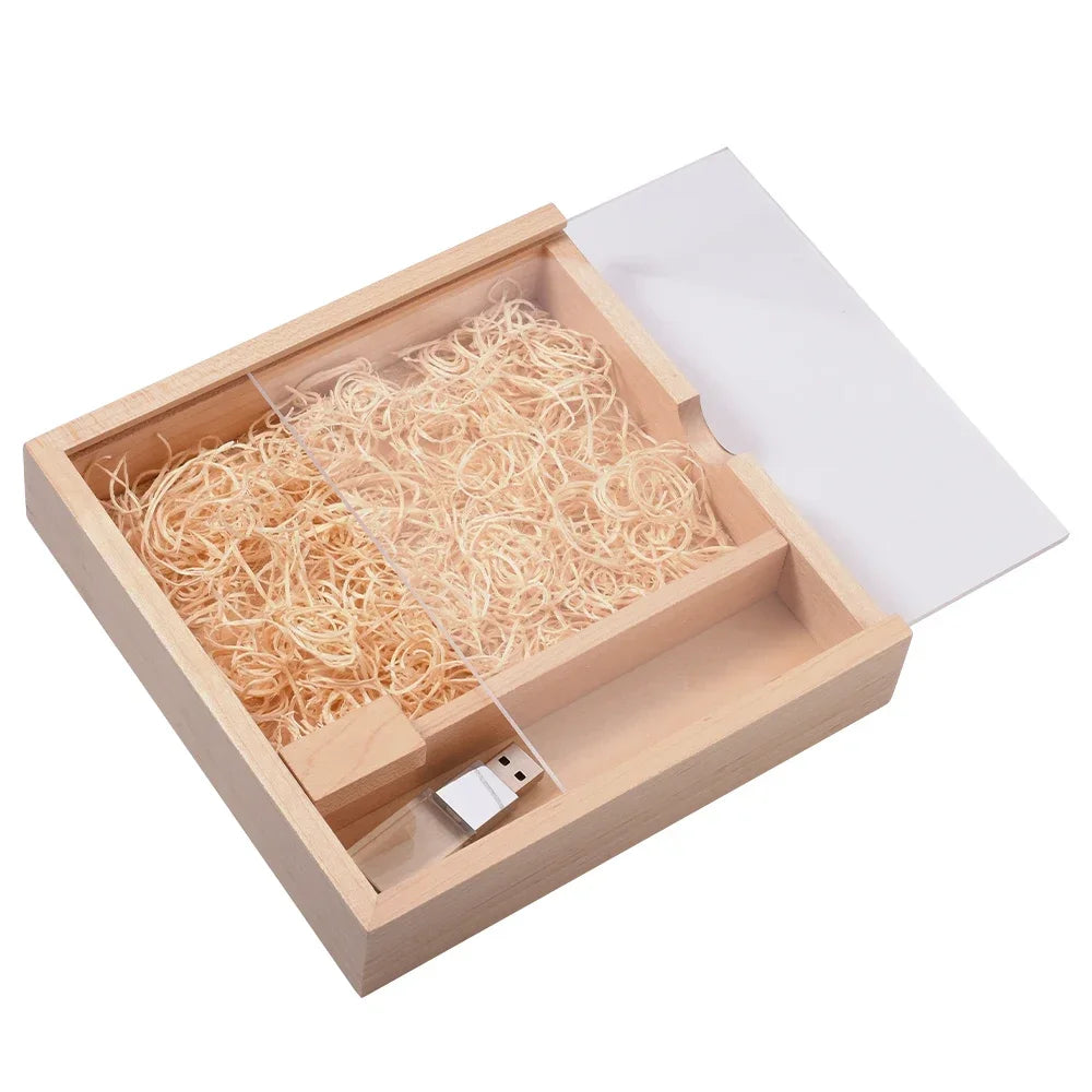 Walnut Album Box USB Flash Drives 128GB Photography Studio Memory Stick 64GB Free Custom Logo Pen Drive 32GB 16GB Wedding Gift