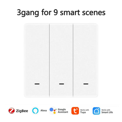 ZigBee/Tuya Smart Switch Wireless Free Sticker 4/3/2/1 Way Panel Scene Button Switch Smart Scene Automation Control Switch
