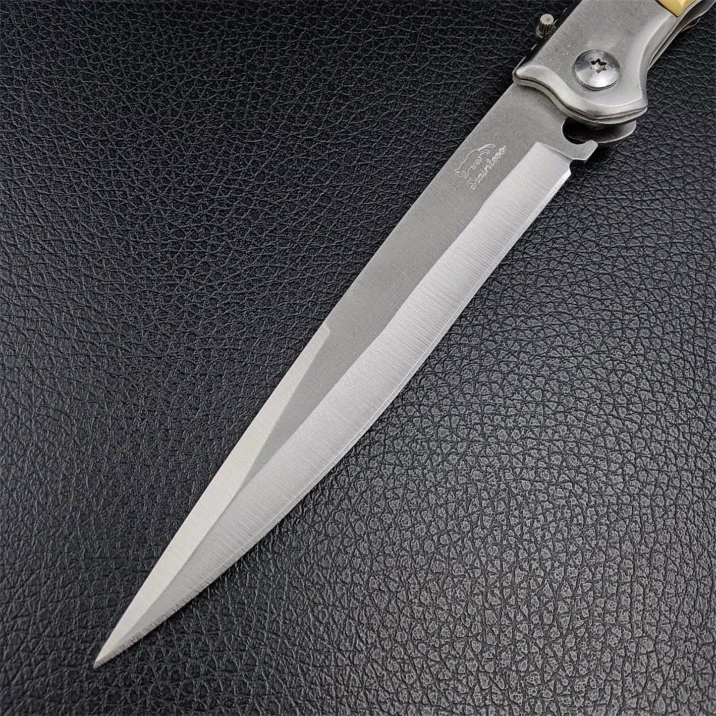 12" Large Folding Pocket Knife, EDC Knife, Stainless Steel Blade and Wooden Handle Folding Knife for Men Outdoor Camping Hunting