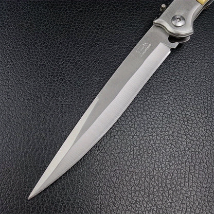 12" Large Folding Pocket Knife, EDC Knife, Stainless Steel Blade and Wooden Handle Folding Knife for Men Outdoor Camping Hunting