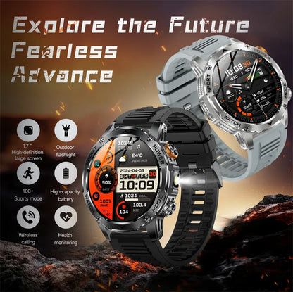 LIGE AMOLED Smart Watch Men with Flashlight Sports IP68 Waterproof Fitness Tracker Bluetooth Call Smartwatch Man for Android iOS