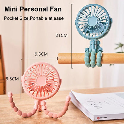 Portable Fan Mini Stroller Clip Fan USB Handheld Fan For Car Seat Bike 360° Rotate Flexible Octopus Stroller Fan Mini Car Fan