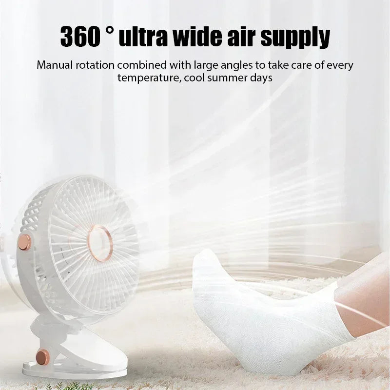 Xiaomi 2025 Clip-on Fan 8000mah  5 Speed Quiet Rechargeable Desktop Air Circulator Wireless Fan With LED Light For Office