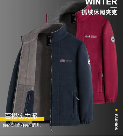 new men's fleece with fleece thickened warm windproof outdoor casual storm jacket fashion men's coat